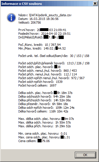 Informace o CSV souboru