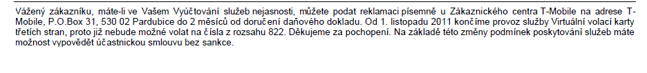 Tohle je součást faktury, které rozesílá svým zákazníkům.